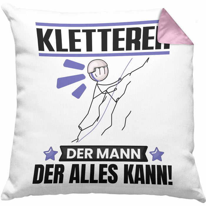 Kletterer Kissen mit Füllung 40x40 Geschenk für Kletterer Der Mann Der Alles Kann Geschenkidee zum Geburtstag (Grau) Rosa Trendation