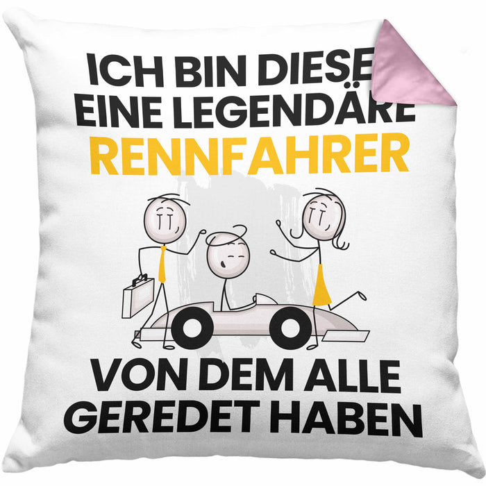 Rennfahrer Geschenk Kissen mit Füllung 40x40 Lustige Geschenkidee Geburtstag für Rennfahrer Ich Bin Dieser Legendäre Rennfahrer Von Dem Alle Geredet Haben (Grau) Rosa Trendation
