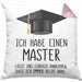 Master Bestanden Geschenk Abschluss Kissen mit Füllung 40x40 Spruch Master Graduation Bestandene Prüfung Geschenkidee (Grau) Rosa Trendation