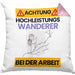 Wandern Kissen mit Füllung 40x40 Geschenk Lustiger Spruch Geschenkidee für Wandern Achtung Hochleistungs Wandern Bei Der Arbeit (Grau) Rosa Trendation