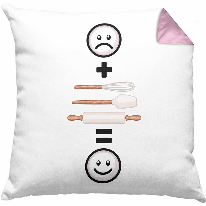 Bäcker Kissen mit Füllung 40x40 Geschenk für Bäckerei Bäcker Lustige Geschenkidee :( + Backen = :) Geburtstag (Grau) Rosa Trendation