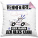 Rennfahrer Kissen mit Füllung 40x40 Geschenk für Rennfahrer Der Mann Der Alles Kann Geschenkidee zum Geburtstag (Grau) Rosa Trendation