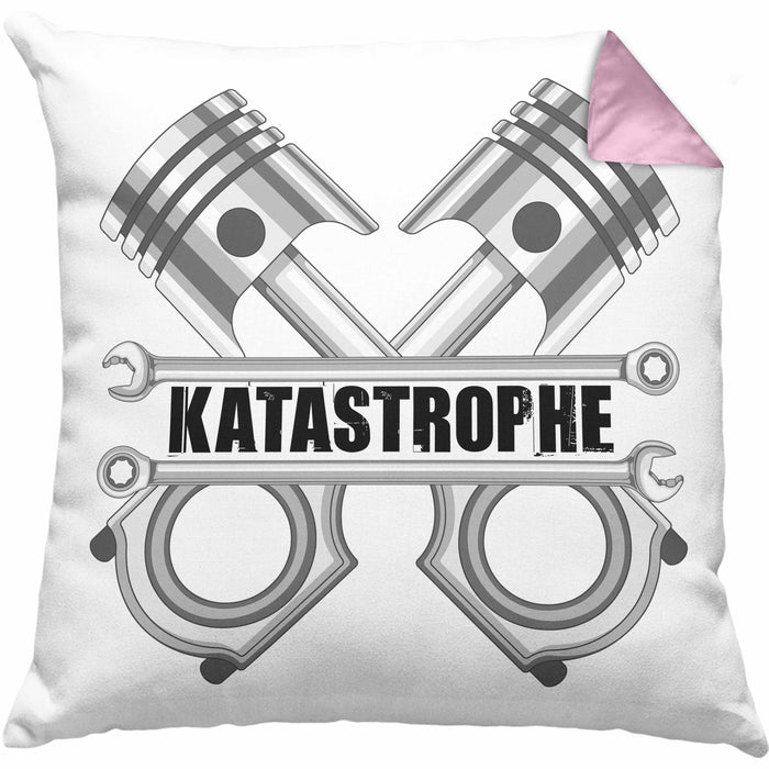 KFZ Mechaniker Meister Kissen mit Füllung 40x40 Katastrophe Kolben KFZ Schrauber (Grau) Rosa Trendation