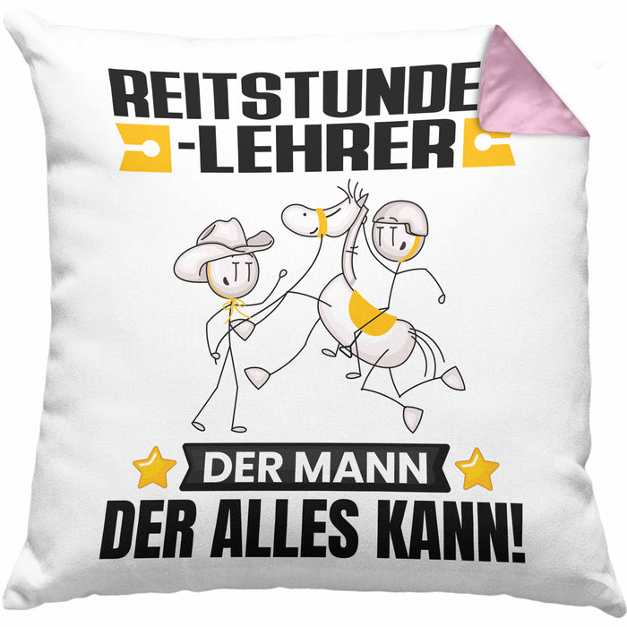 Reitstundenlehrer Kissen mit Füllung 40x40 Geschenk für Reitstundenlehrer Der Mann Der Alles Kann Geschenkidee zum Geburtstag (Grau) Rosa Trendation