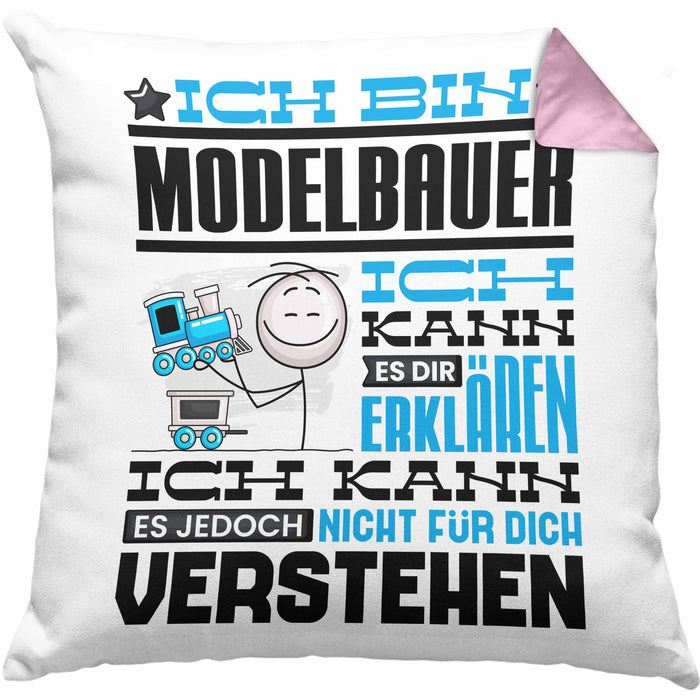 Modelbauer Geschenk Kaffee-Kissen mit Füllung 40x40 Geschenkidee für Modelbauer Ich Bin Modelbauer Ich Kann Es Dir Erklären Jedoch Nicht Für Dich Verstehen Spruch Lustig (Grau) Rosa Trendation