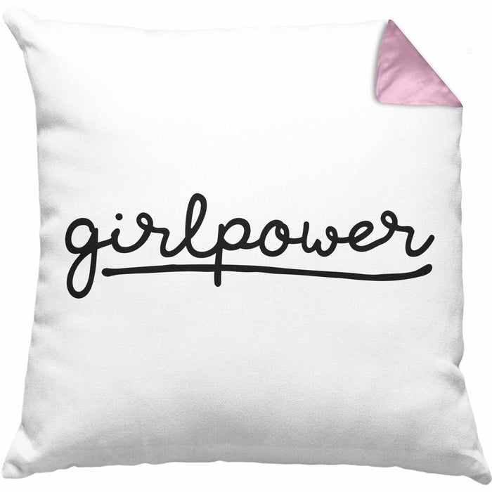 Girlpower Kissen mit Füllung 40x40 für Frauen Mädchen Geschenk (Grau) Rosa Trendation