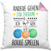 Boule Kissen mit Füllung 40x40 Geschenk Boule-Spieler Geschenkidee Spruch Andere Gehen Zur Therapie Ich Geh Boule Spielen (Grau) Rosa Trendation