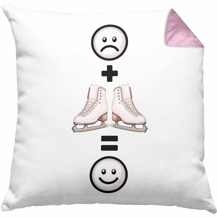 Eiskunstlauf Kissen mit Füllung 40x40 Geschenk für Eiskunstläuferin :( + Eiskunstlauf = :) Lustige Geschenkidee Geburtstag (Grau) Rosa Trendation
