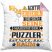 Puzzler Geschenk Kissen mit Füllung 40x40 Lustiger Spruch Erheben Sie Sich Der Puzzler Betritt den Raum (Grau) Rosa Trendation