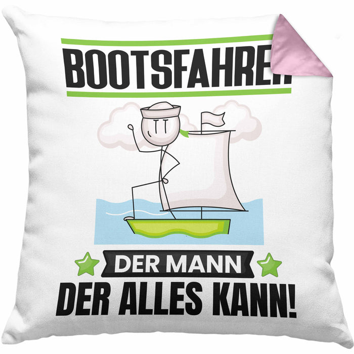 Bootsfahrer Kissen mit Füllung 40x40 Geschenk für Bootsfahrer Der Mann Der Alles Kann Geschenkidee zum Geburtstag (Grau) Rosa Trendation