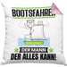 Bootsfahrer Kissen mit Füllung 40x40 Geschenk für Bootsfahrer Der Mann Der Alles Kann Geschenkidee zum Geburtstag (Grau) Rosa Trendation