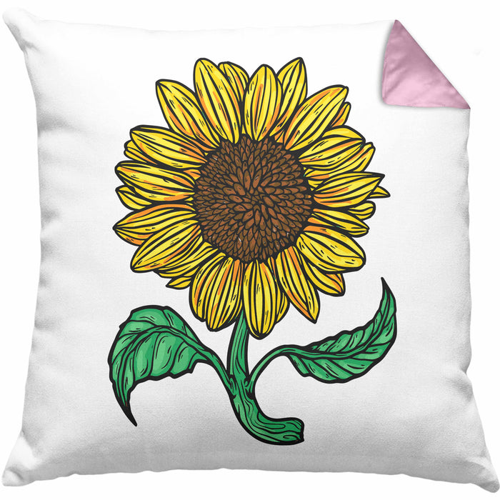 Lustige Sonnenblume Kissen mit Füllung 40x40 Geschenk für Sonnenblumenliebhaber (Grau) Rosa Trendation