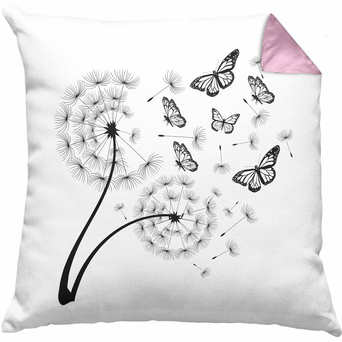 Schmetterling Kissen mit Füllung 40x40 Grafik Geschenkidee Pusteblume (Grau) Rosa Trendation