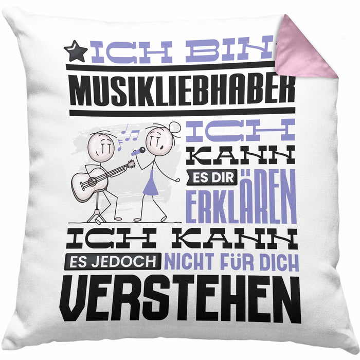 Musikliebhaber Geschenk Kaffee-Kissen mit Füllung 40x40 Geschenkidee für Musikliebhaber Ich Bin Musikliebhaber Ich Kann Es Dir Erklären Jedoch Nicht Für Dich Verstehen Spruch Lustig (Grau) Rosa Trendation
