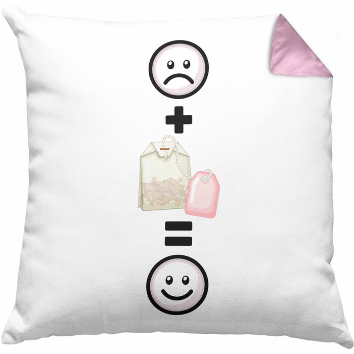 Tee Kissen mit Füllung 40x40 Geschenk für Tee-Liebhaber TeeKissen mit Füllung 40x40 Lustige Geschenkidee :( + Teebeutel = :) Geburtstag (Grau) Rosa Trendation