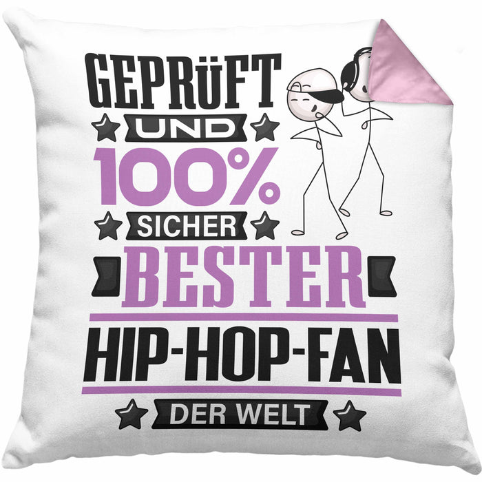 Hip-Hop-Fan Geschenk Lustiger Spruch für Hip-Hop-Fan Geschenkidee Bester Hip-Hop-Fan Der WeltKissen mit Füllung 40x40 (Grau) Rosa Trendation