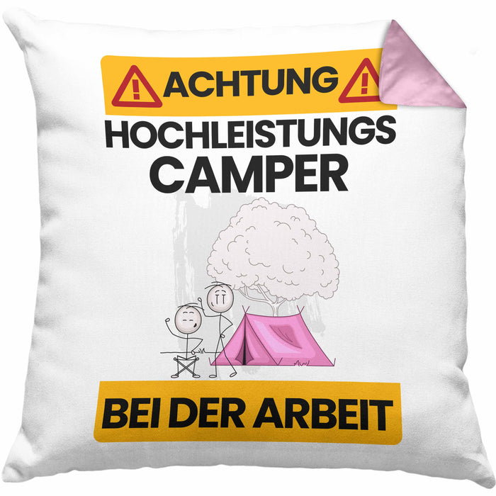 geschenkidee für camper Camper Kissen mit Füllung 40x40 Geschenk Lustiger Spruch Geschenkidee für Camper Achtung Hochleistungs Camper Bei Der Arbeit — TrendationStore