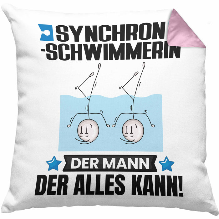 Synchronschwimmerin Kissen mit Füllung 40x40 Geschenk für Synchronschwimmerin Der Mann Der Alles Kann Geschenkidee zum Geburtstag (Grau) Rosa Trendation