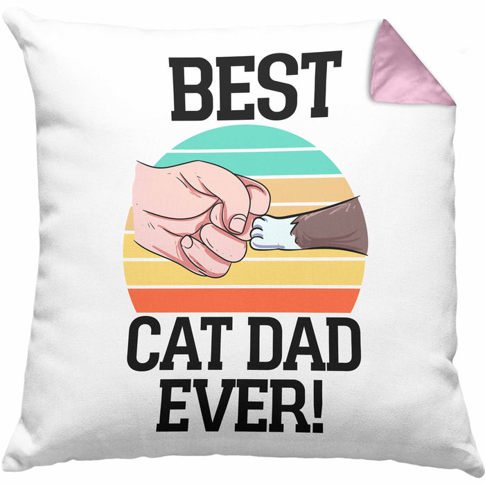 Geschenkidee für Katzen-Papa Kissen mit Füllung 40x40 Katzenmotiv Best Cat Dad Ever (Grau) Rosa Trendation