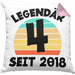 4. Geburtstag Kissen mit Füllung 40x40 Geschenk Lustiger Spruch 4er Bday Seit 2018 Geschenkidee Geburtstag (Grau) Rosa Trendation