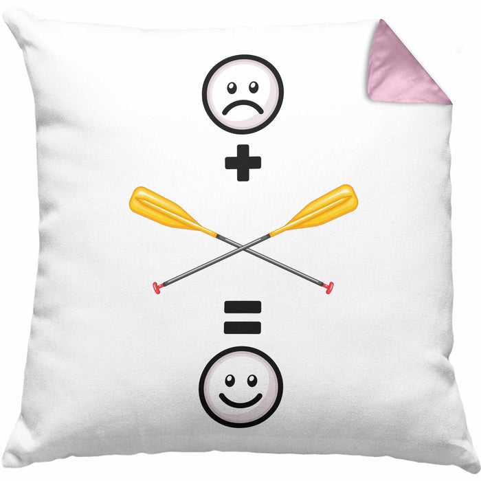 Wildwasser Rafting Kissen mit Füllung 40x40 Geschenk für Wildwasser Rafting Lustige Geschenkidee :( + Rafting = :) Geburtstag (Grau) Rosa Trendation