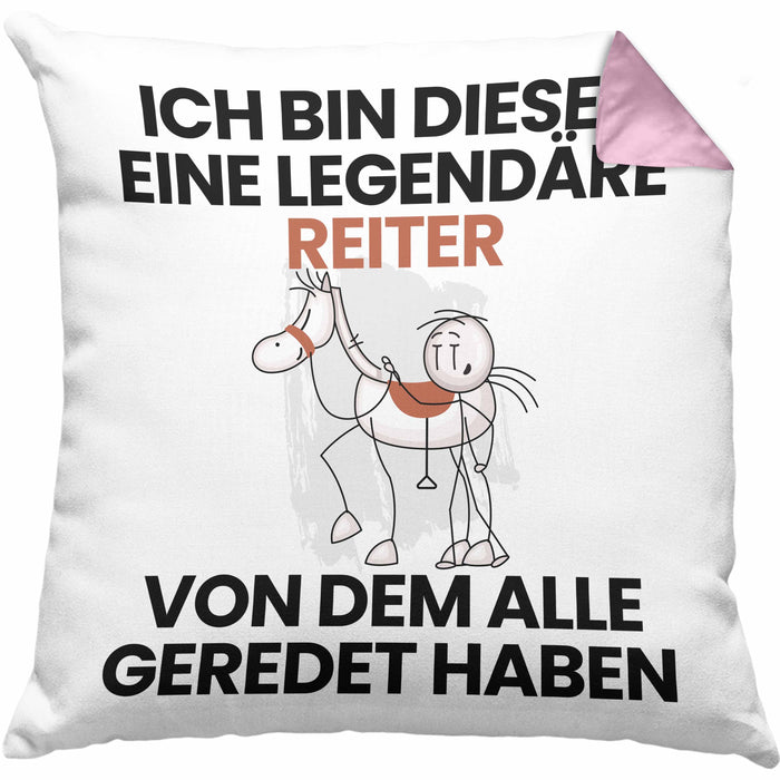 Reiter Geschenk Kissen mit Füllung 40x40 Lustige Geschenkidee Geburtstag für Reiter Ich Bin Dieser Legendäre Reiter Von Dem Alle Geredet Haben (Grau) Rosa Trendation