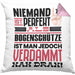 Bogenschütze Geschenk Kissen mit Füllung 40x40 Lustige Geschenkidee für Bogenschütze Geburtstag Niemand Ist Perfekt Aber Als Bogenschütze Ist Man Nah Dran (Grau) Rosa Trendation