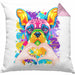 Französische Bulldogge Besitzer Farbe Love Kissen mit Füllung 40x40 Geschenk Lustiger Spruch Geschenkidee Französische Bulldogge Besitzerin (Grau) Rosa Trendation