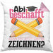 Abi Geschafft Abitur Prüfung Bestanden Kissen mit Füllung 40x40 Geschenk Kann Ich Jetzt Weiter Zeichnen Malen Künstlerin Künstler Geschenkidee (Grau) Rosa Trendation