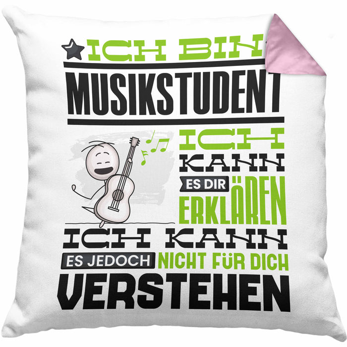 Musikstudent Geschenk Kissen mit Füllung 40x40 Geschenkidee für Musikstudent Geburtstag Lustig Ich Bin Musikstudent Ich Kann Es Dir Erklären Aber Nicht Für Dich Verstehen (Grau) Rosa Trendation