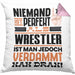 Wrestler Geschenk Kissen mit Füllung 40x40 Lustige Geschenkidee für Wrestler Geburtstag Niemand Ist Perfekt Aber Als Wrestler Ist Man Nah Dran (Grau) Rosa Trendation