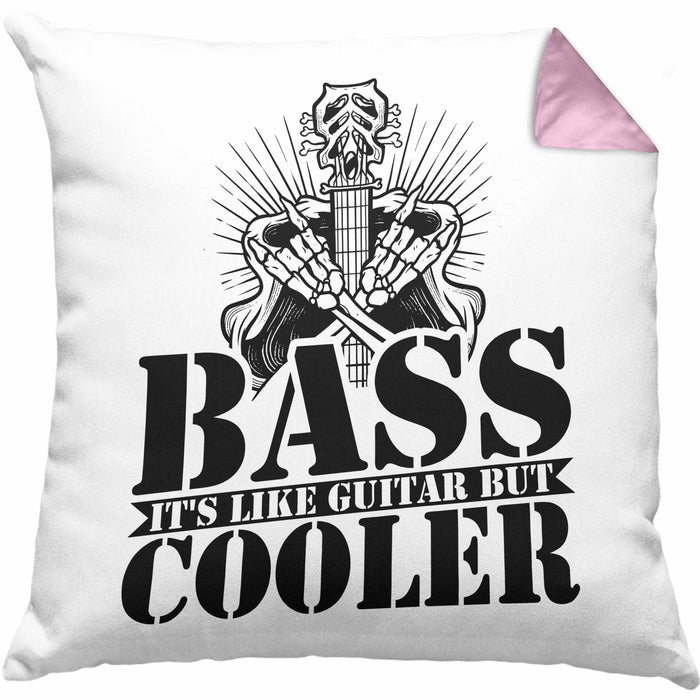 Bassist Kissen mit Füllung 40x40 Geschenk Bass-Spieler Geschenkidee Bass It's Like Guitar But Cooler (Grau) Rosa Trendation