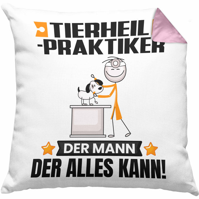 Tierheilpraktiker Kissen mit Füllung 40x40 Geschenk für Tierheilpraktiker Der Mann Der Alles Kann Geschenkidee zum Geburtstag (Grau) Rosa Trendation