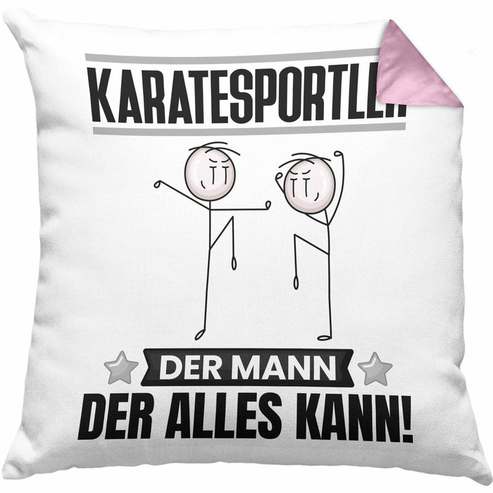 Karatesportler Kissen mit Füllung 40x40 Geschenk für Karatesportler Der Mann Der Alles Kann Geschenkidee zum Geburtstag (Grau) Rosa Trendation