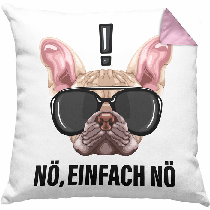 Nö Einfach Nö Kissen mit Füllung 40x40 Geschenk für Mops-Besitzer für Freundin Sarkasmus Humor (Grau) Rosa Trendation
