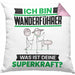 Wanderführer Kissen mit Füllung 40x40 Geschenk für Wanderführer Geburtstag Lustiger Spruch Was Ist Deine Superkraft (Grau) Rosa Trendation