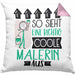 Malerin Geschenk Kissen mit Füllung 40x40 Lustig Geschenkidee für Malerin Geburtstag So Sieht Eine Richtig Coole Malerin Aus Frauen Spruch (Grau) Rosa Trendation