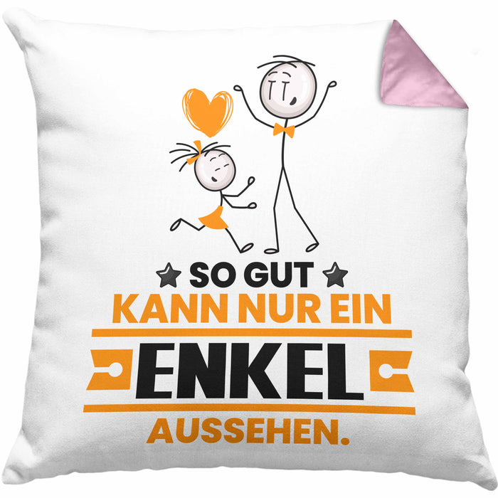 Enkel Geschenk Kissen mit Füllung 40x40 So Gut Kann Nur Ein Enkel Aussehen Geschenkidee (Grau) Rosa Trendation