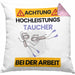 Taucher Kissen mit Füllung 40x40 Geschenk Lustiger Spruch Geschenkidee für Taucher Achtung Hochleistungs Taucher Bei Der Arbeit (Grau) Rosa Trendation