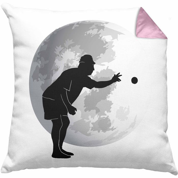 Boule Kissen mit Füllung 40x40 Geschenk Boule-Spieler Geschenkidee Grafik Mond Boule (Grau) Rosa Trendation