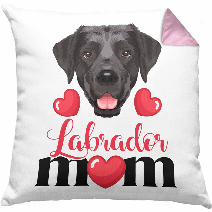 Labrador Besitzer Mom Mama Kissen mit Füllung 40x40 Geschenk Lustiger Spruch Geschenkidee Labrador Besitzerin (Grau) Rosa Trendation
