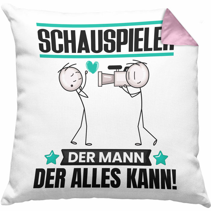 Schauspieler Kissen mit Füllung 40x40 Geschenk für Schauspieler Der Mann Der Alles Kann Geschenkidee zum Geburtstag (Grau) Rosa Trendation