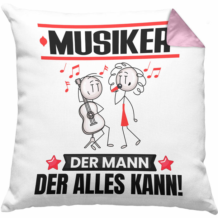 Musiker Kissen mit Füllung 40x40 Geschenk für Musiker Der Mann Der Alles Kann Geschenkidee zum Geburtstag (Grau) Rosa Trendation