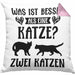 Katze Spruch Kissen mit Füllung 40x40 Lustig Geschenk Cat Kaffee Grafik Katzenliebhaber Geschenke Katzen (Grau) Rosa Trendation
