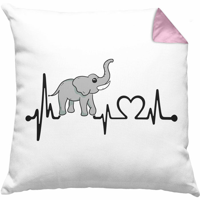 Elefant Kissen mit Füllung 40x40 Geschenk Für Elefanten-Liebhaber Geschenkidee Herzschlag (Grau) Rosa Trendation