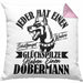 Dobermann-Besitzer Kissen mit Füllung 40x40 Geschenk Dobermann Geschenkidee Herrchen Frauchen Jeder Hat Einen Schutzengel (Grau) Rosa Trendation