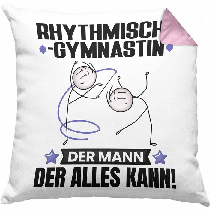 RhythmischeGymnastin Kissen mit Füllung 40x40 Geschenk für RhythmischeGymnastin Der Mann Der Alles Kann Geschenkidee zum Geburtstag (Grau) Rosa Trendation