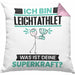 Leichtathlet Kissen mit Füllung 40x40 Geschenk für Leichtathlet Geburtstag Lustiger Spruch Was Ist Deine Superkraft (Grau) Rosa Trendation