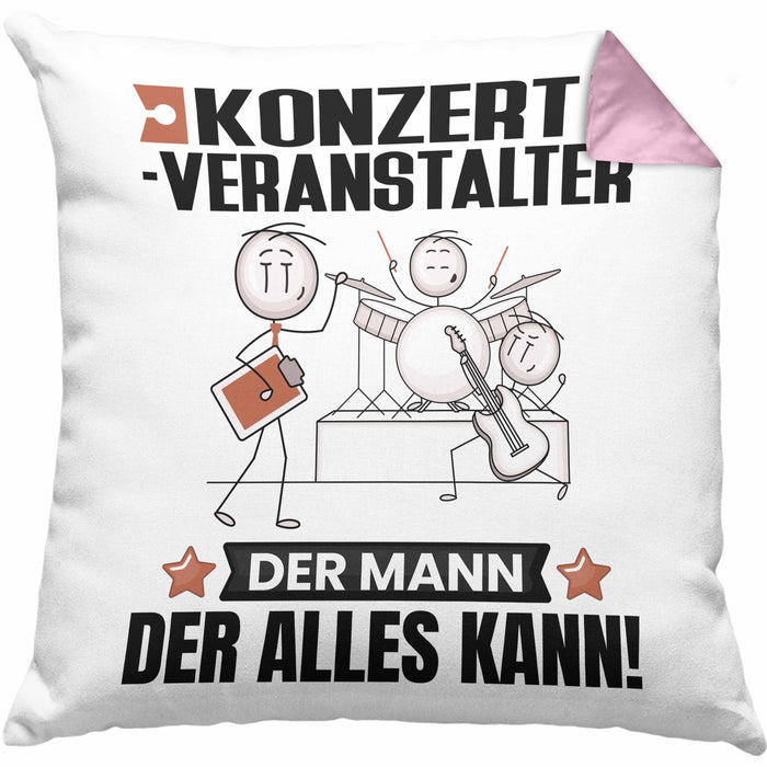 Konzertveranstalter Kissen mit Füllung 40x40 Geschenk für Konzertveranstalter Der Mann Der Alles Kann Geschenkidee zum Geburtstag (Grau) Rosa Trendation
