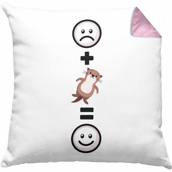 Otter Kissen mit Füllung 40x40 Geschenk für Otter-Liebhaber Fans Lustige Geschenkidee :( + Otter Tier = :) Geburtstag (Grau) Rosa Trendation